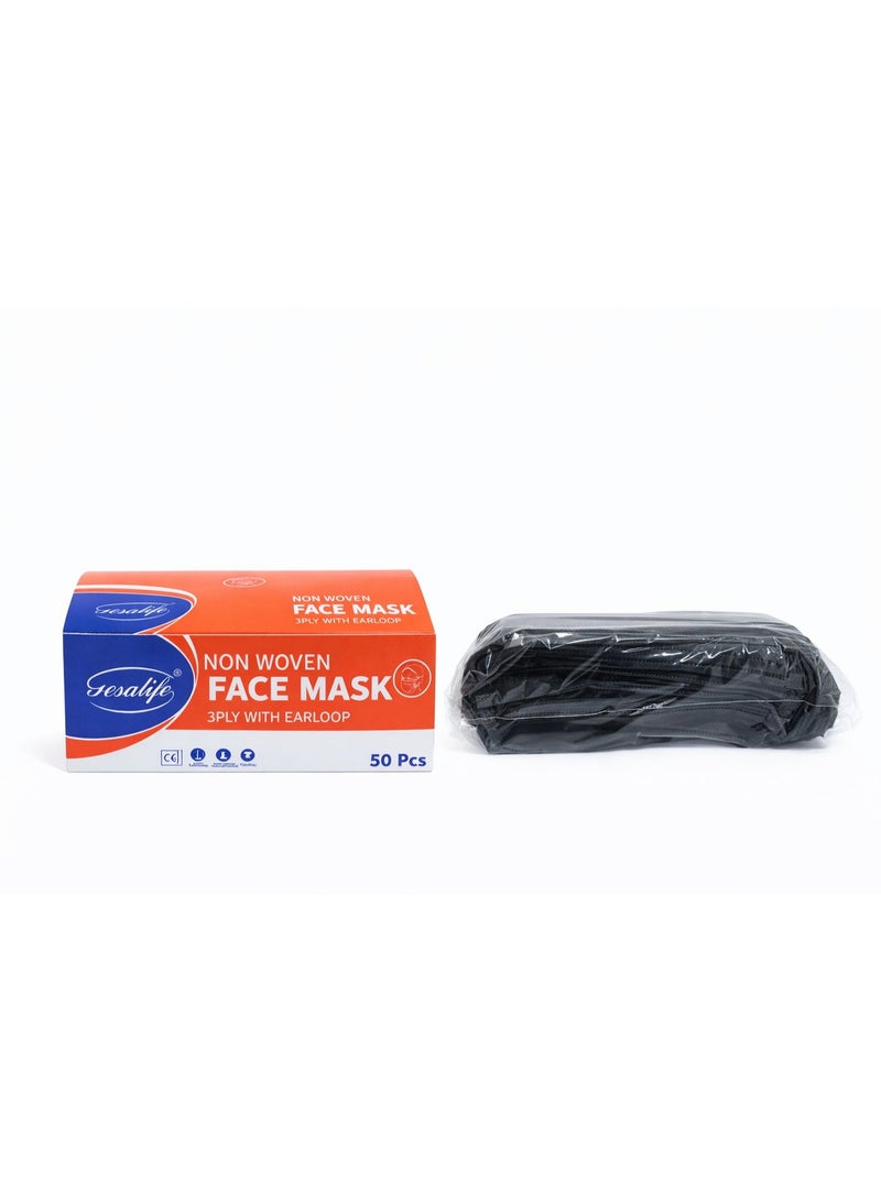 Gesalife Face Mask Non-Woven 3Ply Black - Image 2